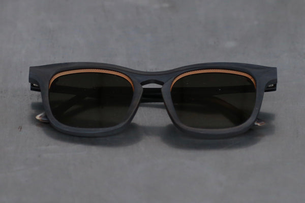 Rigards RG1085 series titanium alloy natural pig temples sunglasses RG-RG1085-HL-F black frame green lenses